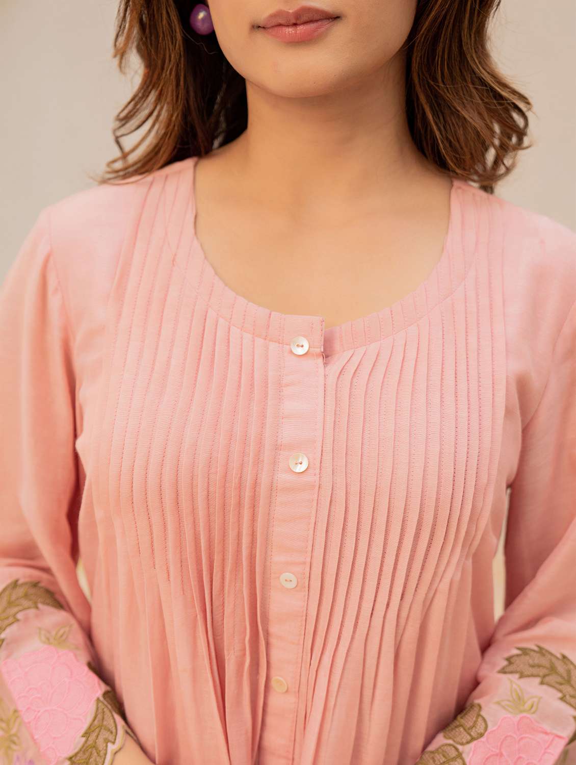 women solid with work long sleeve ethnic co-ord set - 22178458 -  Standard Image - 5