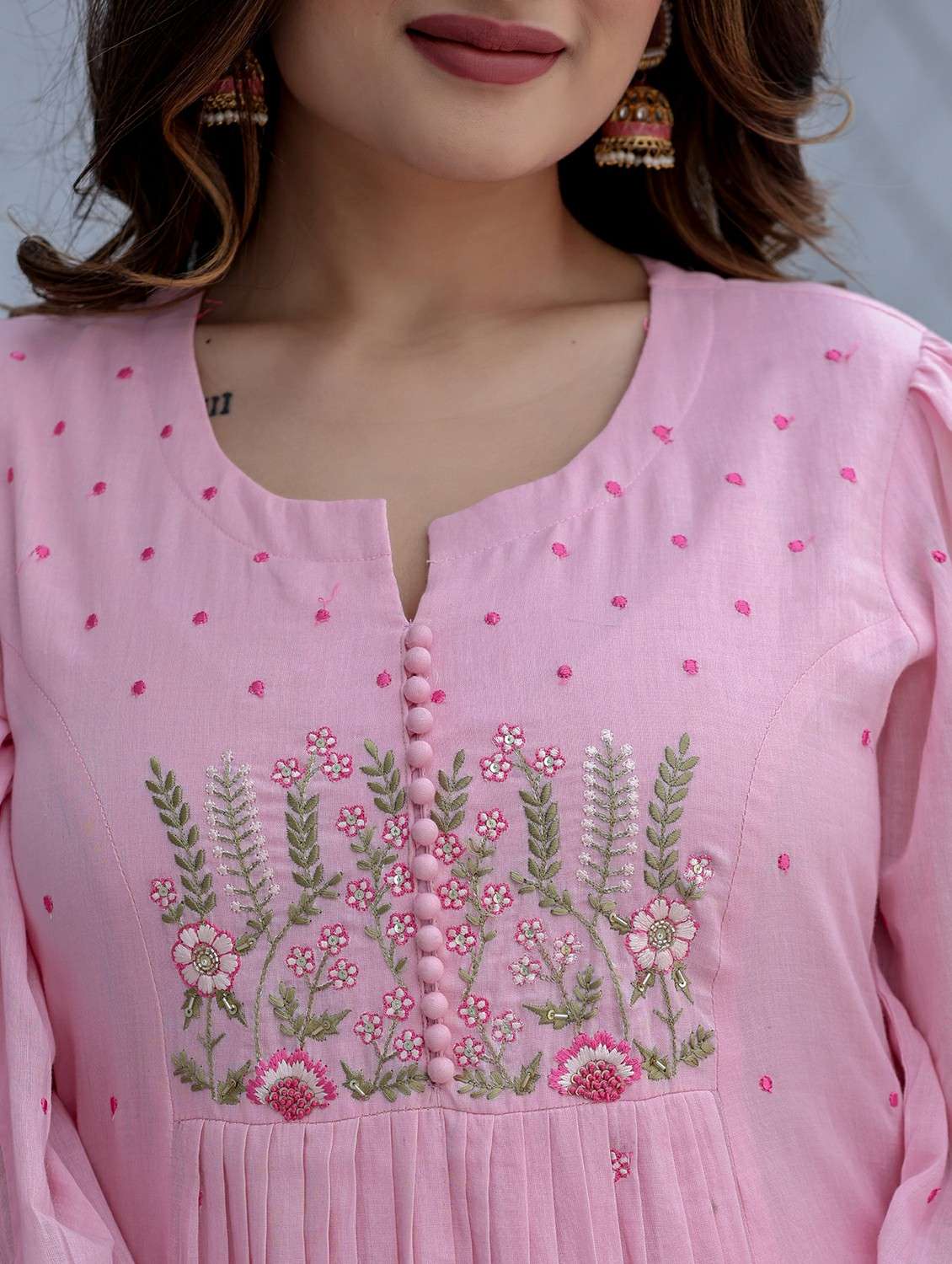 women embroidered puff sleeve kurta pant with dupatta set - 22178475 -  Standard Image - 5