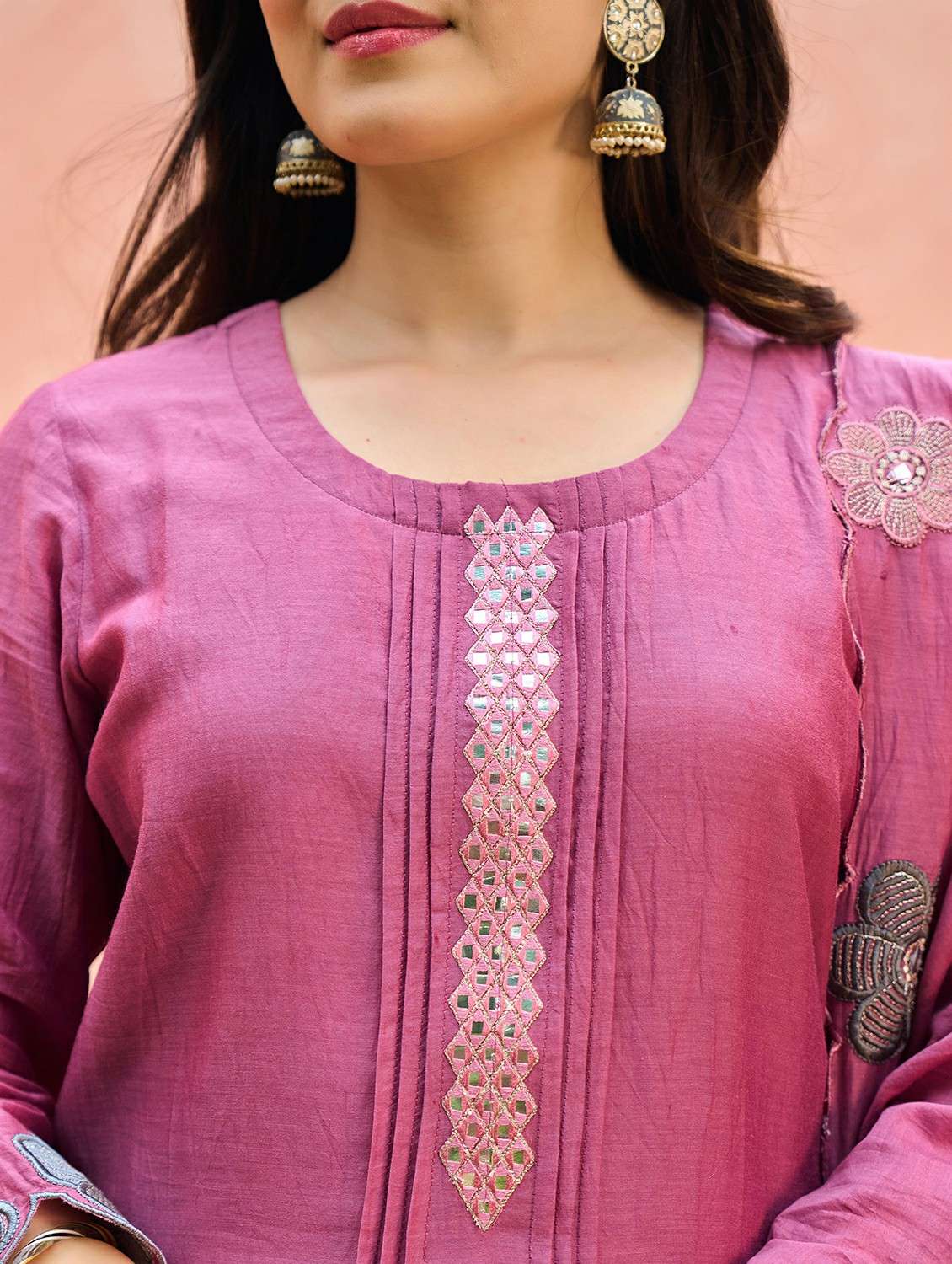 women embroidered three quarter sleeve kurta pant with dupatta set - 22178481 -  Standard Image - 5