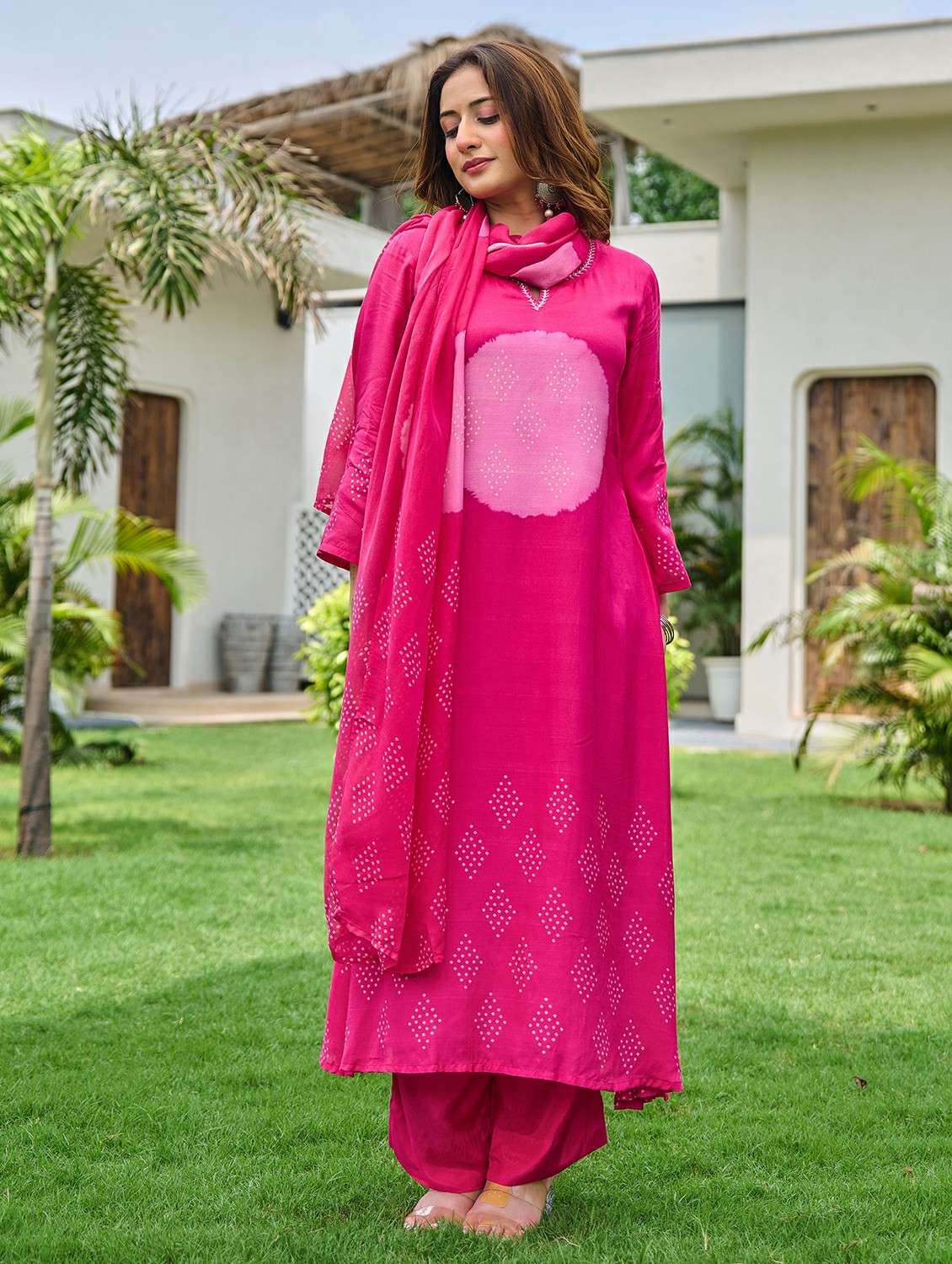 women embroidered long sleeve kurta pant with dupatta set - 22178515 -  Zoom Image - 0