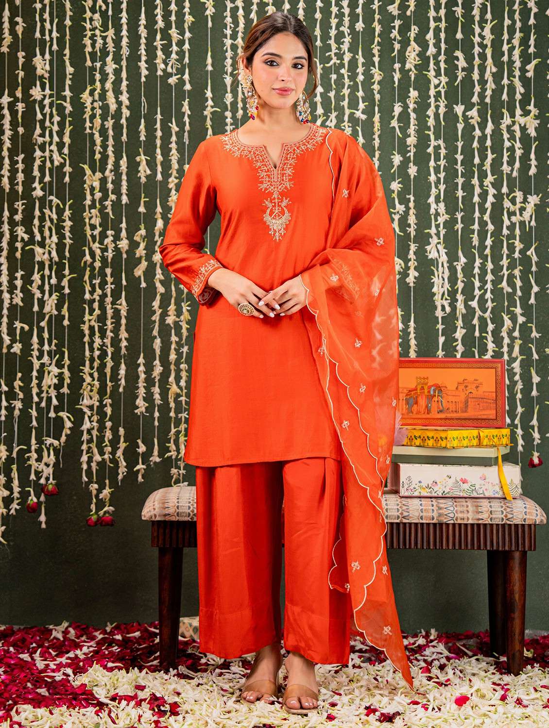 women embroidered long sleeve kurta pant with dupatta set - 22178521 -  Standard Image - 3