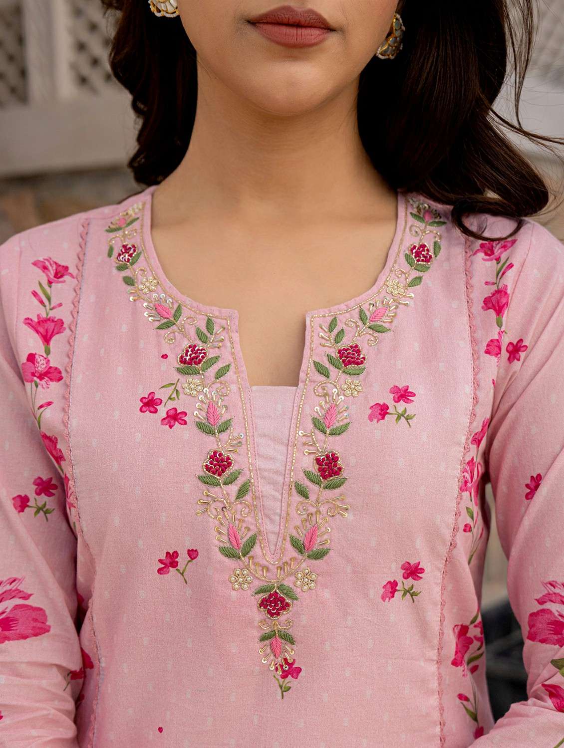 women embroidered three quarter sleeve kurta pant with dupatta set - 22178527 -  Standard Image - 5