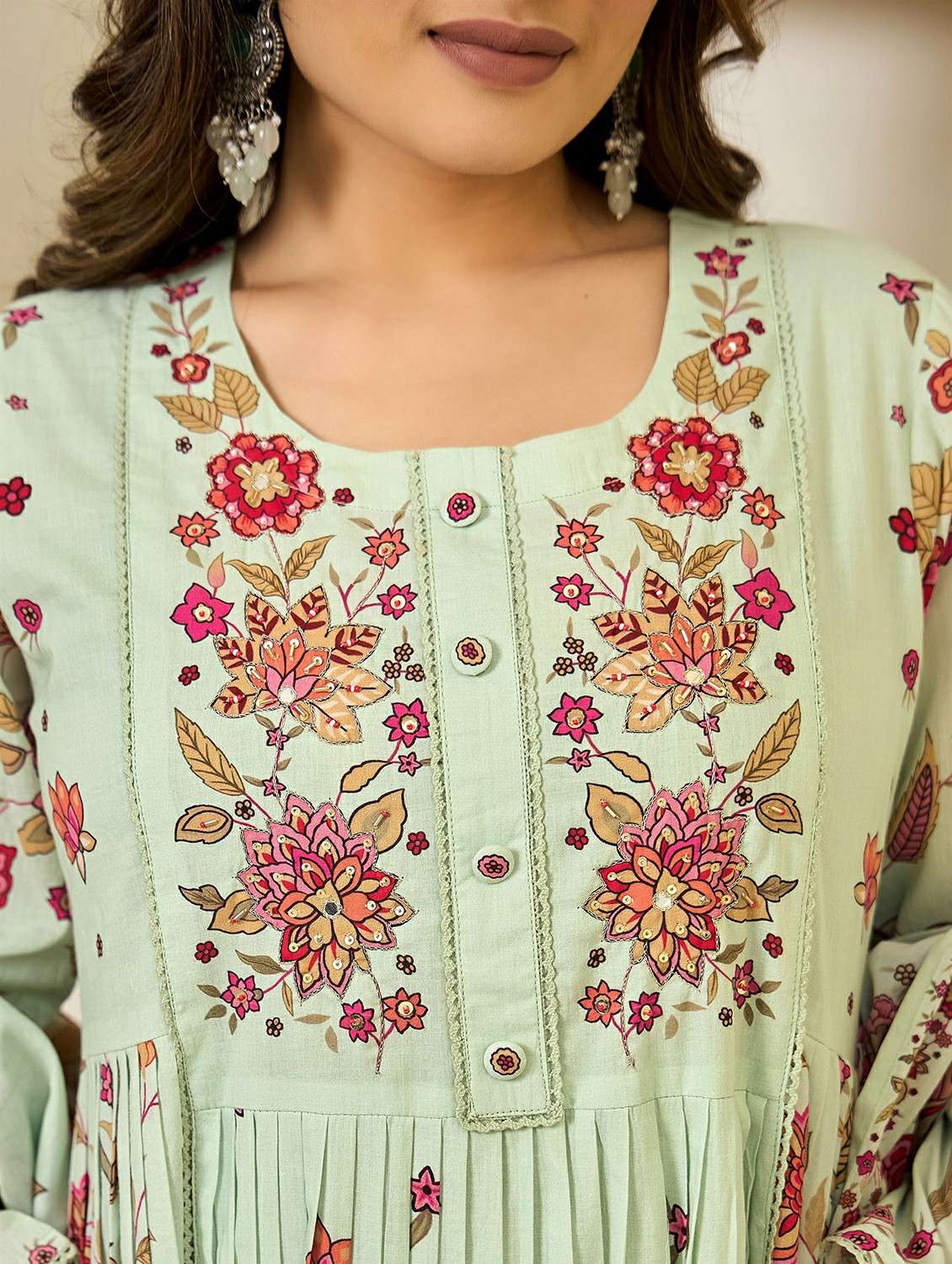 women floral long sleeve kurta pant with dupatta set - 22178529 -  Standard Image - 5
