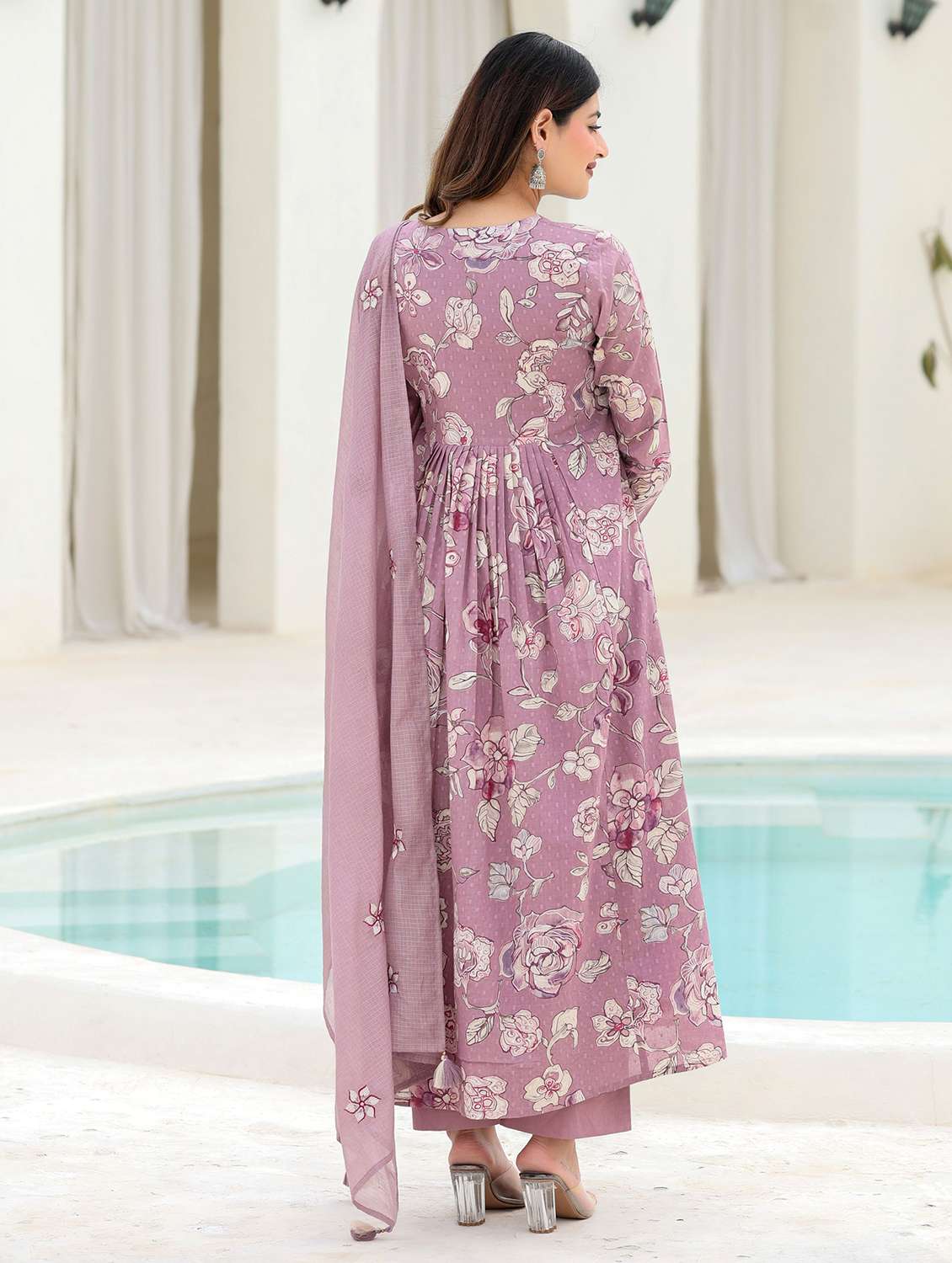 women embroidered three quarter sleeve kurta pant with dupatta set - 22178532 -  Standard Image - 3