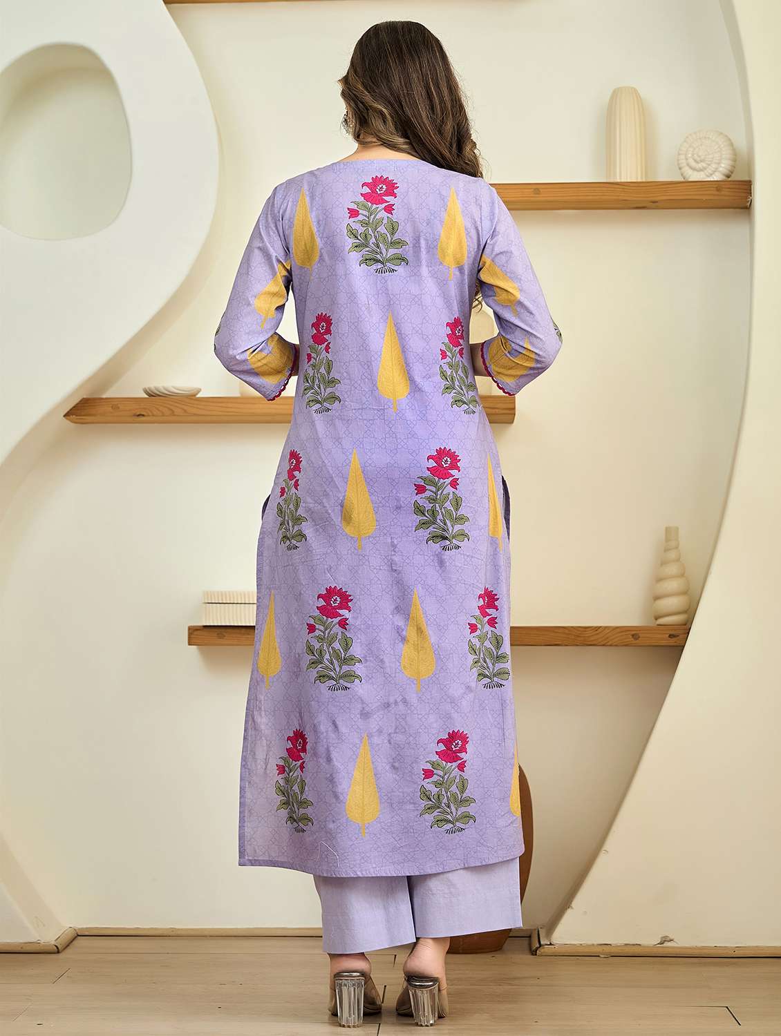 women embroidered three quarter sleeve kurta pant with dupatta set - 22178538 -  Standard Image - 3