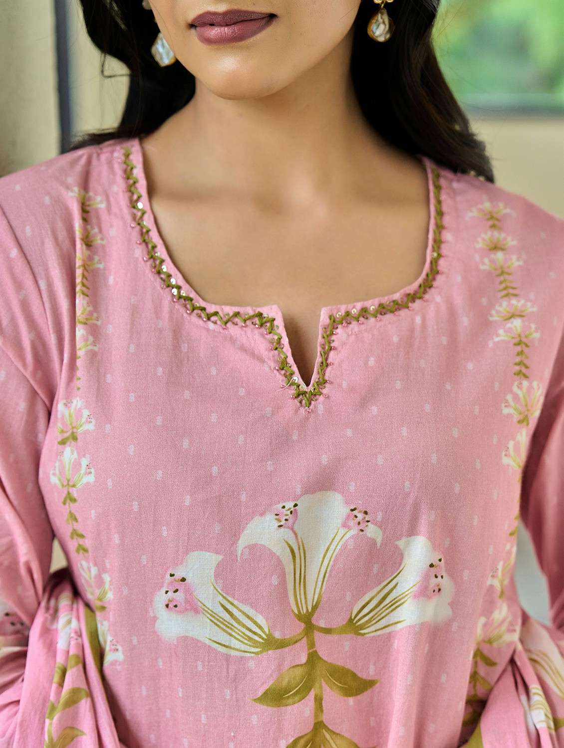 women floral three quarter sleeve kurta pant with dupatta set - 22178543 -  Standard Image - 5