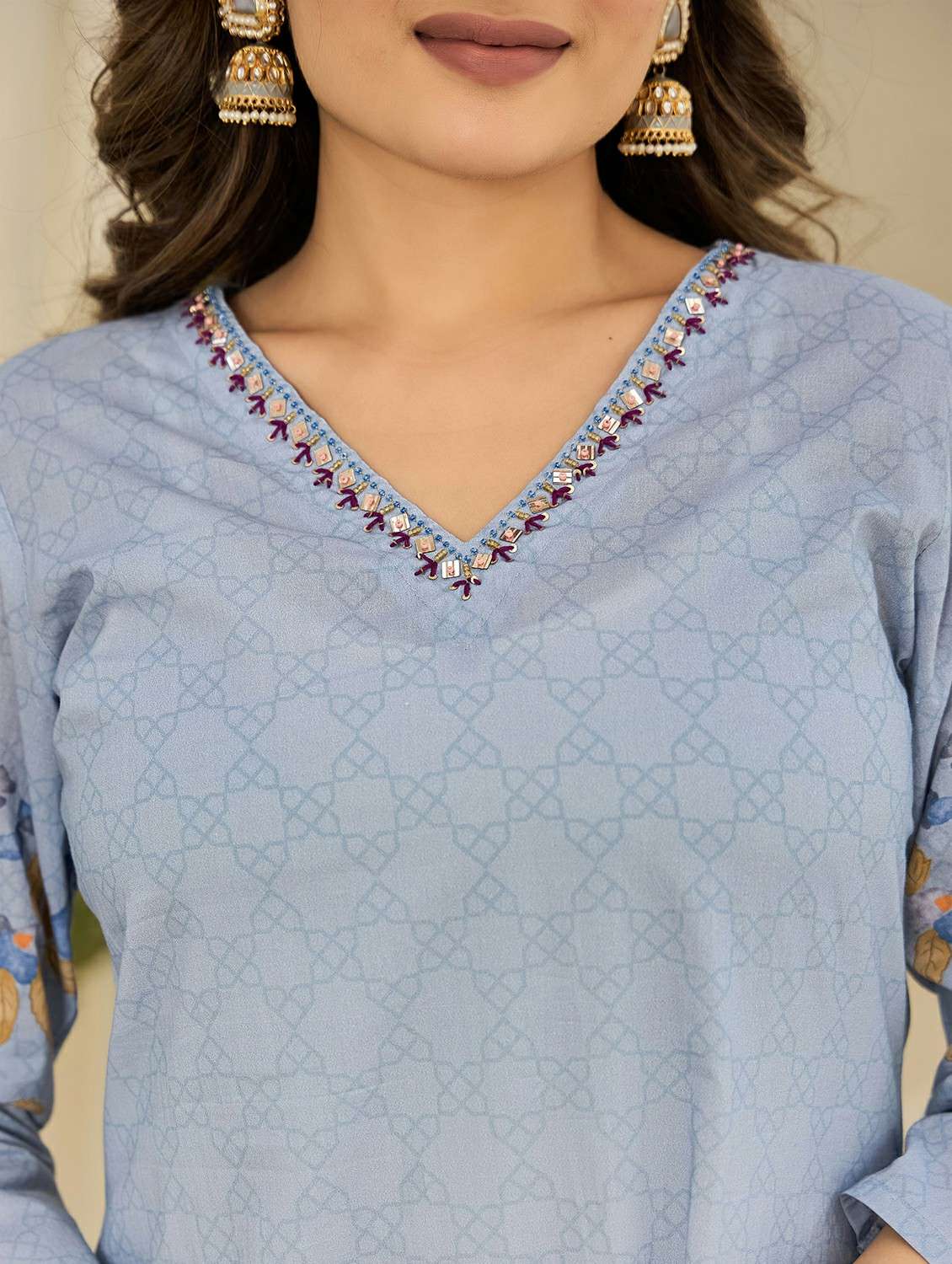 women embroidered three quarter sleeve kurta pant with dupatta set - 22178545 -  Standard Image - 5