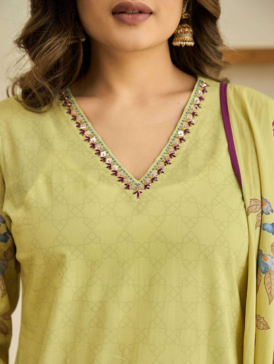 women embroidered three quarter sleeve kurta pant with dupatta set - 22178546 -  Standard Image - 5