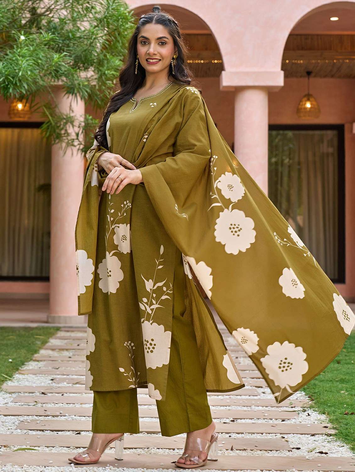 green cotton kurta pant  set - 22178558 -  Standard Image - 3