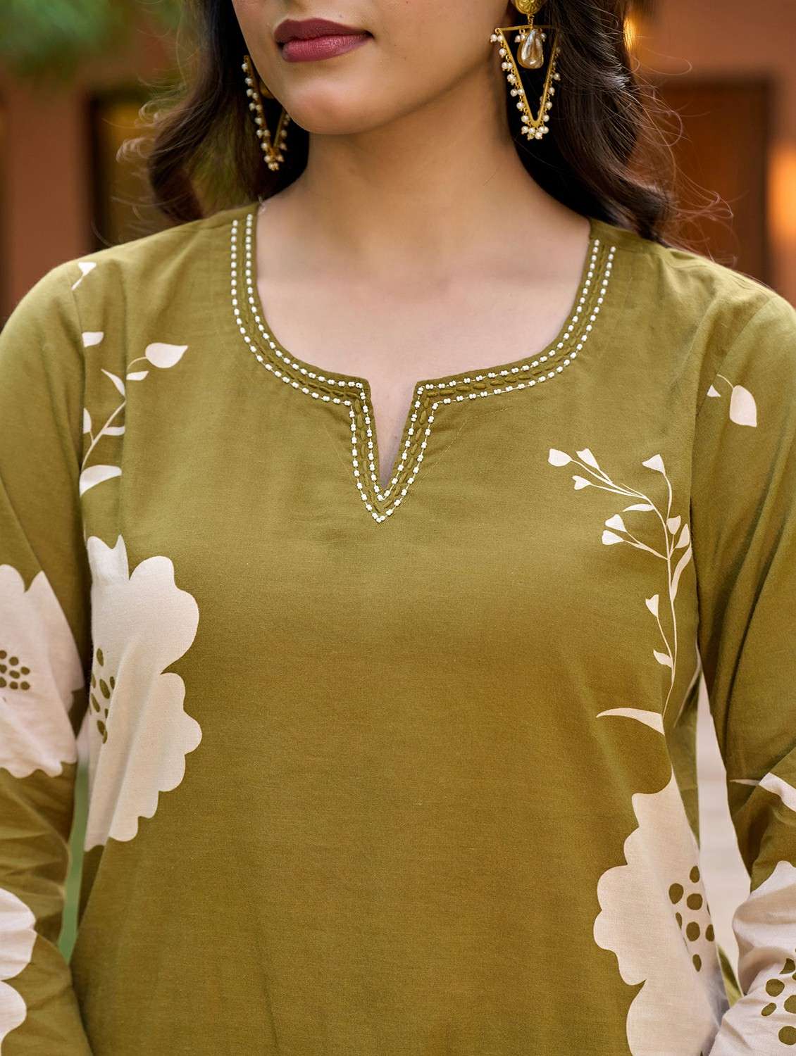 green cotton kurta pant  set - 22178558 -  Standard Image - 5