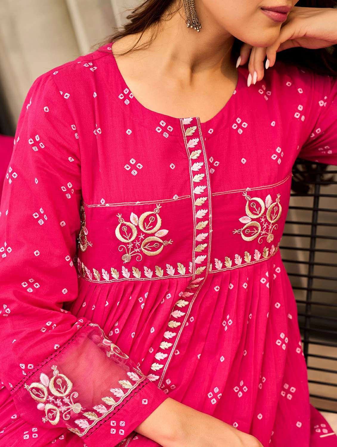 women solid with work long sleeve kurta pant with dupatta set - 22178559 -  Standard Image - 5