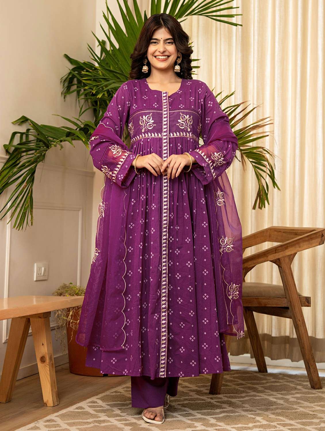 purple cotton kurta pant  set