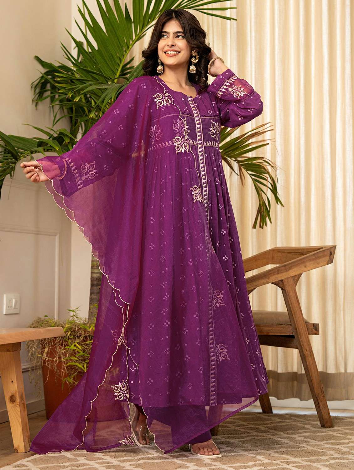 purple cotton kurta pant  set - 22178560 -  Standard Image - 3