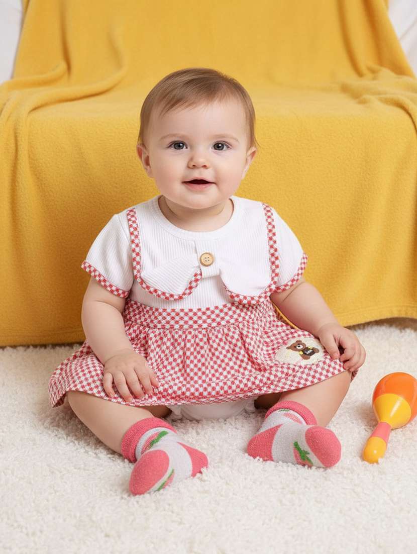 kids printed short sleeves frock with bloomer