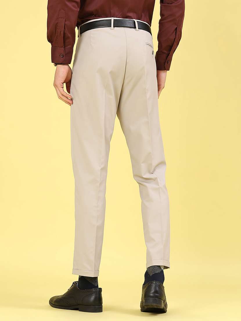 men solid mid rise flat front formal trouser - 22178647 -  Standard Image - 3