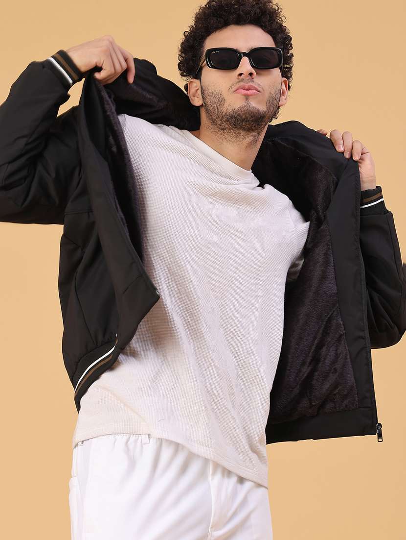 men solid long sleeve lightweight bomber jacket