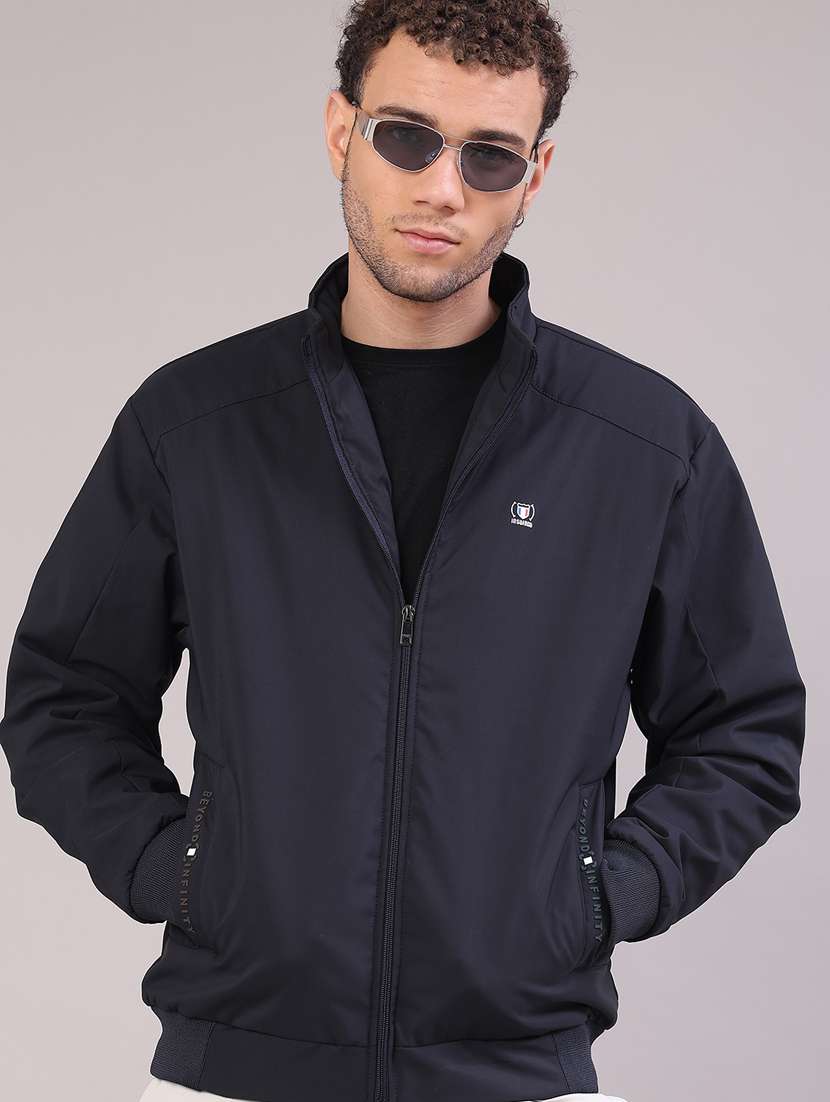 men solid long sleeve lightweight bomber jacket