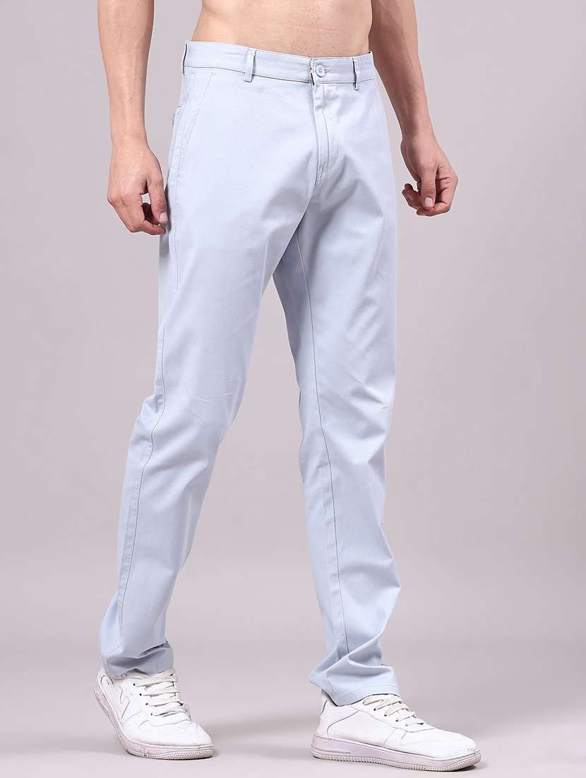 men solid mid rise chinos casual trouser