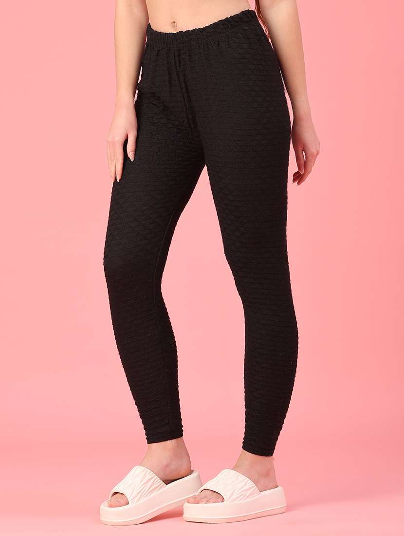 women self design mid rise woolen leggings - 22178673 -  Standard Image - 3