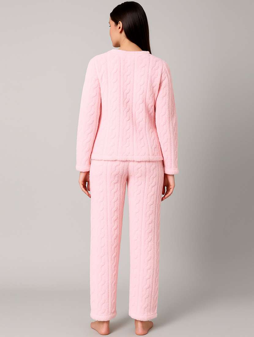 women solid hooded nightwear pyjama set - 22178732 -  Standard Image - 3