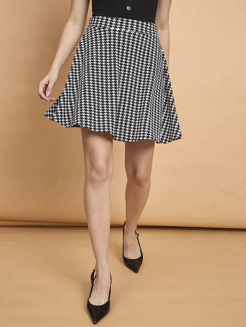 women houndstooth high rise flared skirt - 22178960 -  Standard Image - 0