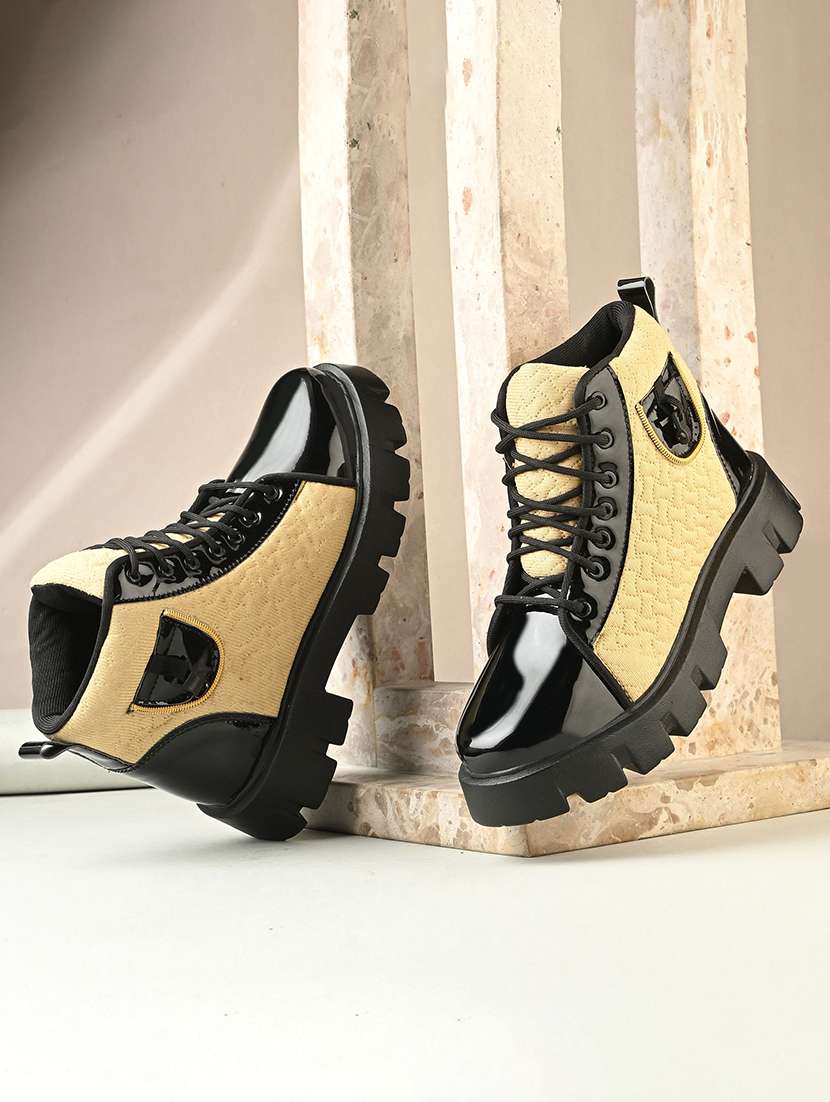 men beige ankle lace up boot