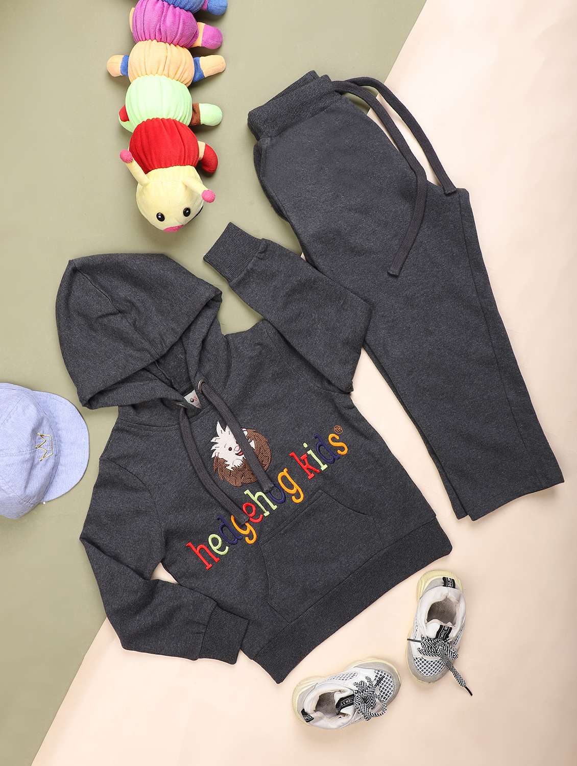 boys printed hooded full length set