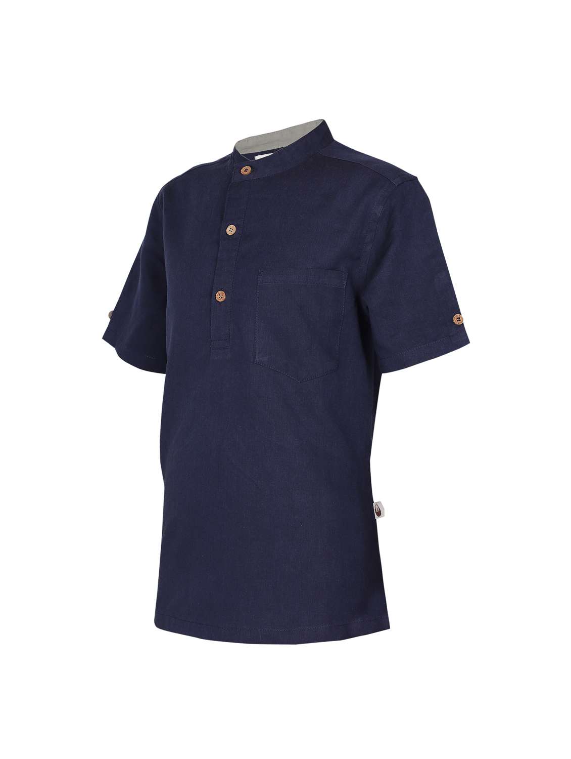 boys solid mandarin neck short sleeve kurta - 22179533 -  Standard Image - 3