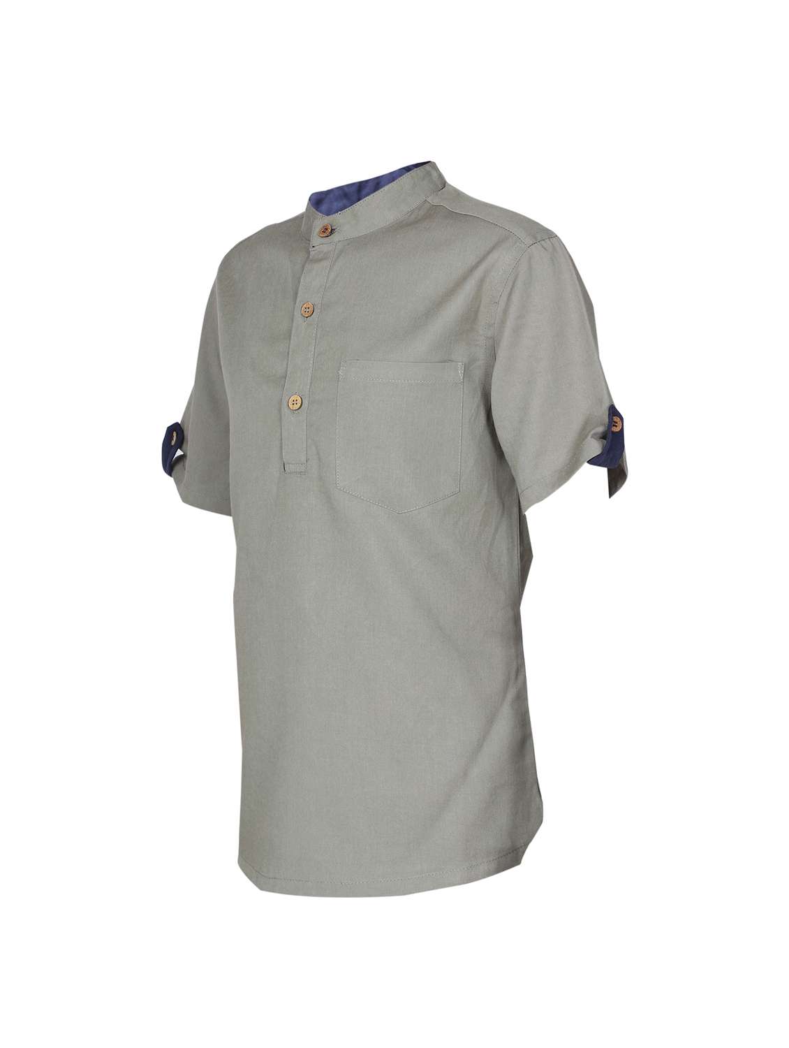 boys solid mandarin neck short sleeve kurta - 22179534 -  Standard Image - 3