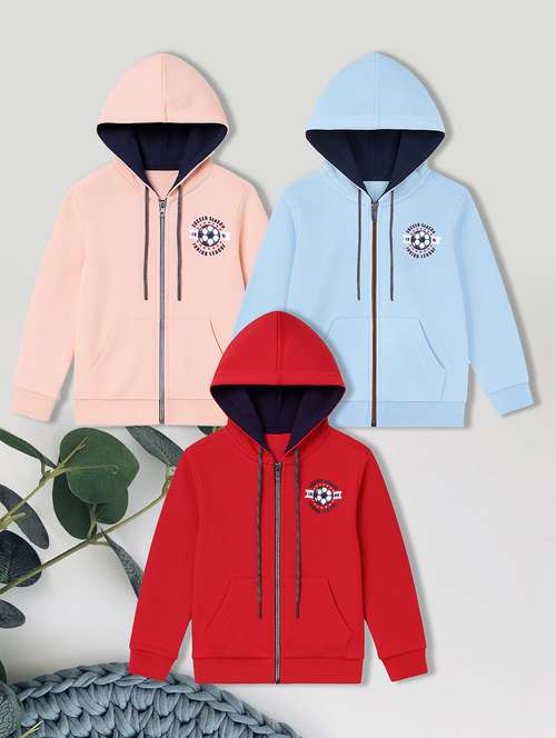 boys pack of 3 solid long sleeve hooded sweatshirt - 22179555 -  Standard Image - 0