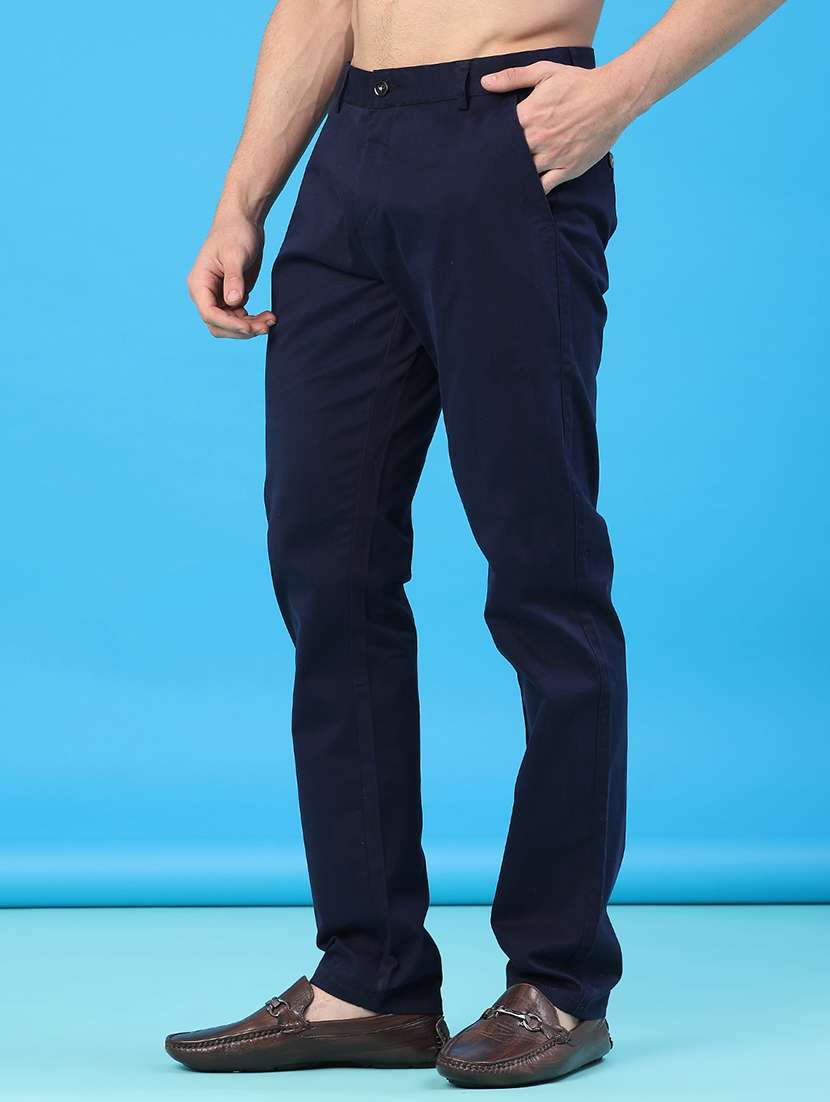 men solid mid rise chinos casual trouser - 22179592 -  Standard Image - 3