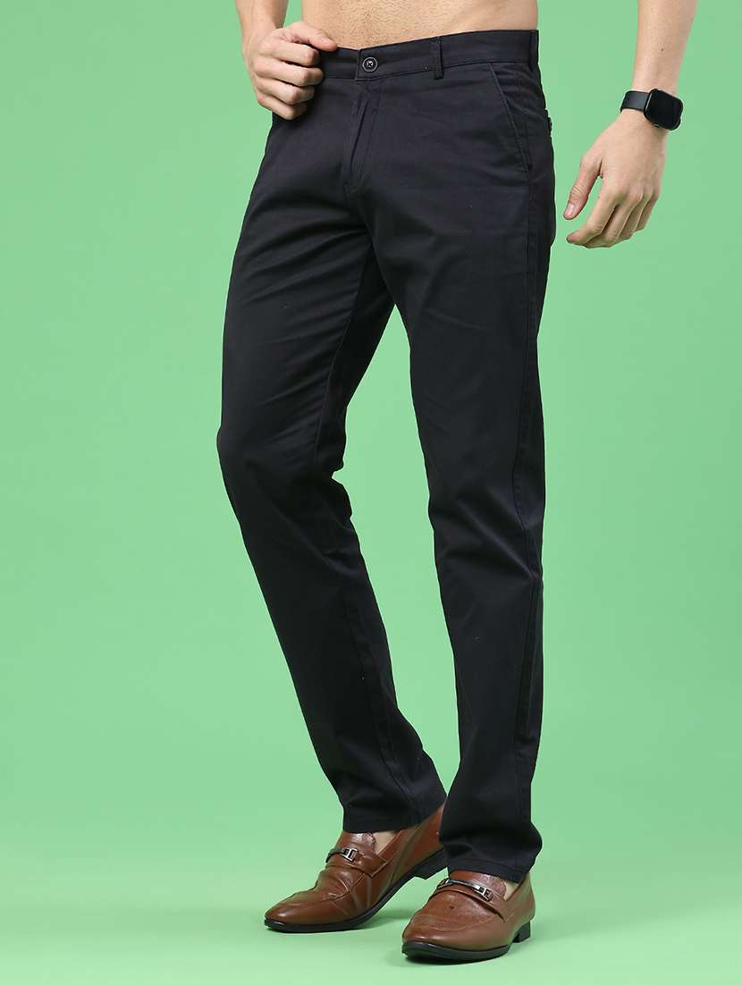 men solid mid rise chinos casual trouser - 22179593 -  Standard Image - 3