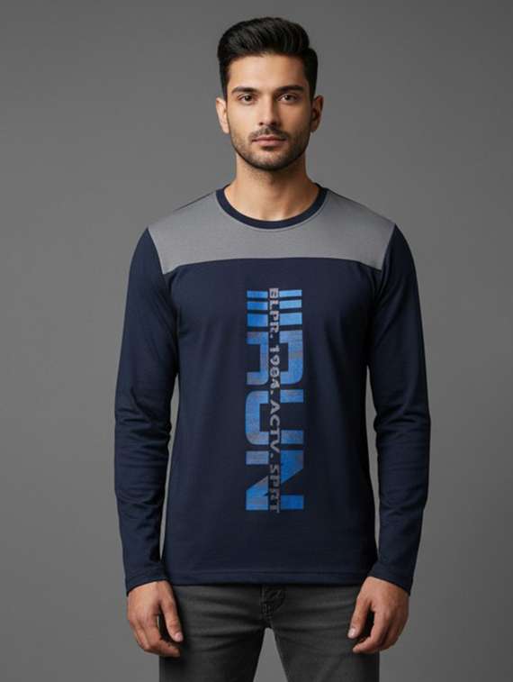 men color block long sleeve regular fit t-shirt