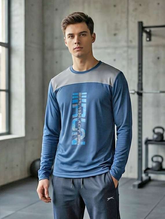 men color block long sleeve regular fit t-shirt