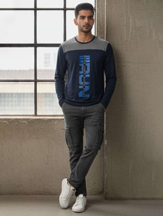 men color block long sleeve regular fit t-shirt - 22179652 -  Standard Image - 3