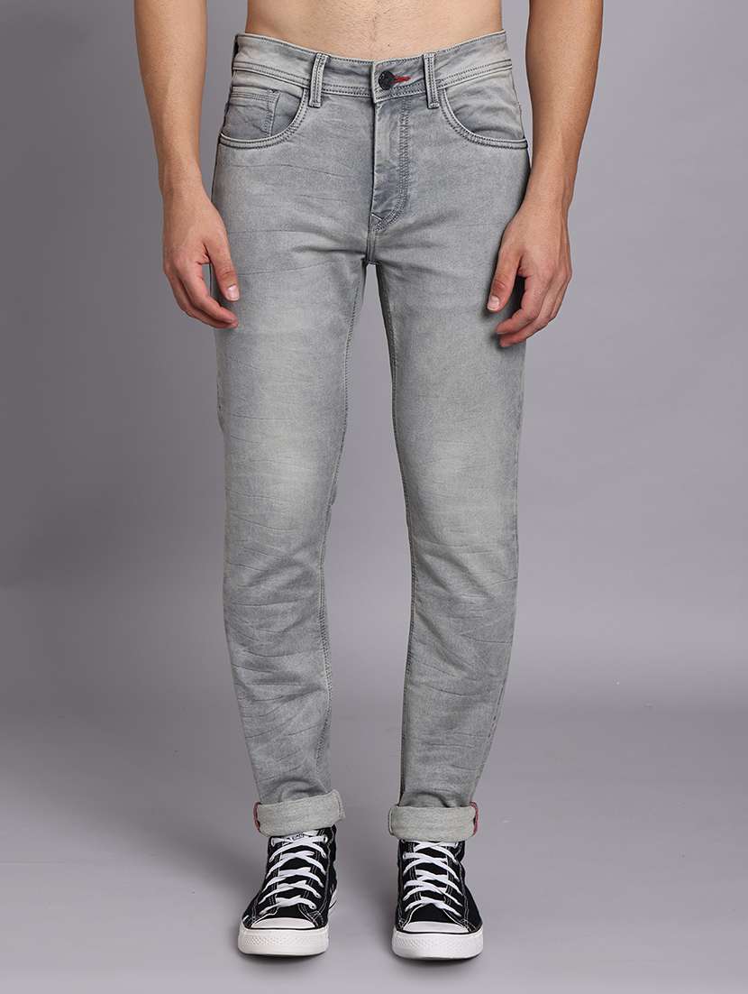men solid mid rise slim fit jeans