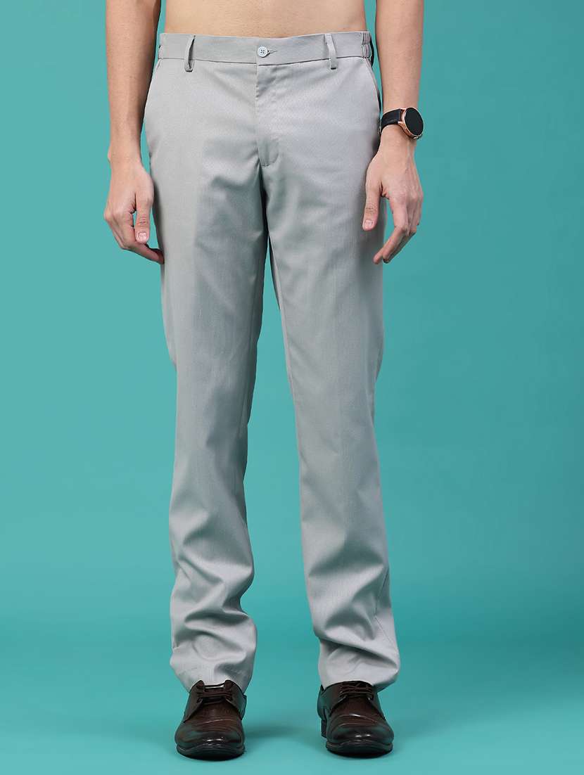 men solid mid rise flat front formal trouser