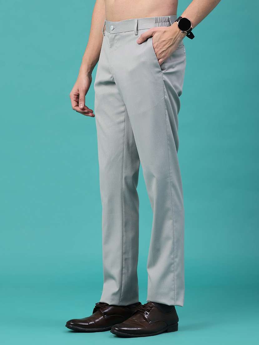 men solid mid rise flat front formal trouser - 22179707 -  Standard Image - 3
