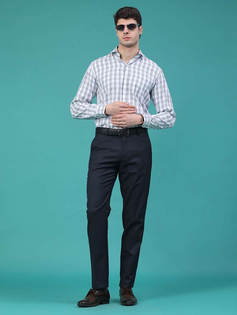 men solid mid rise flat front formal trouser - 22179745 -  Standard Image - 5