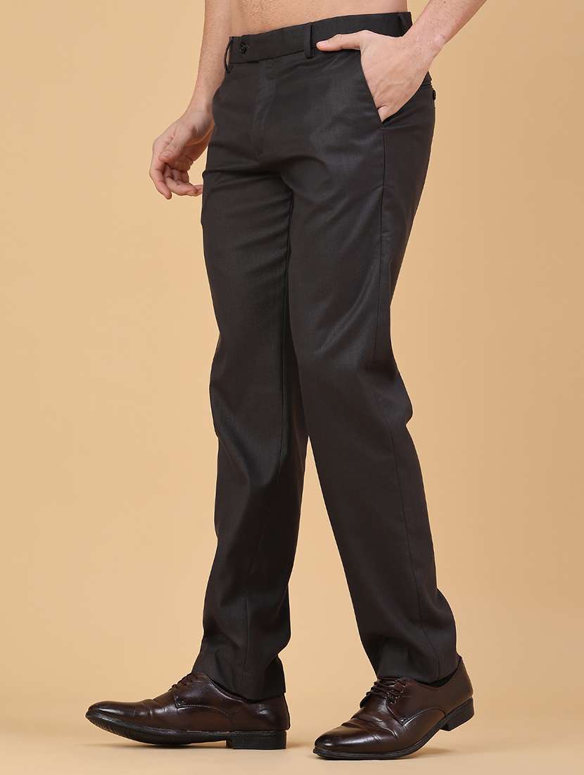men solid mid rise flat front formal trouser - 22179746 -  Standard Image - 3