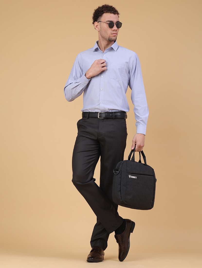 men solid mid rise flat front formal trouser - 22179746 -  Standard Image - 5