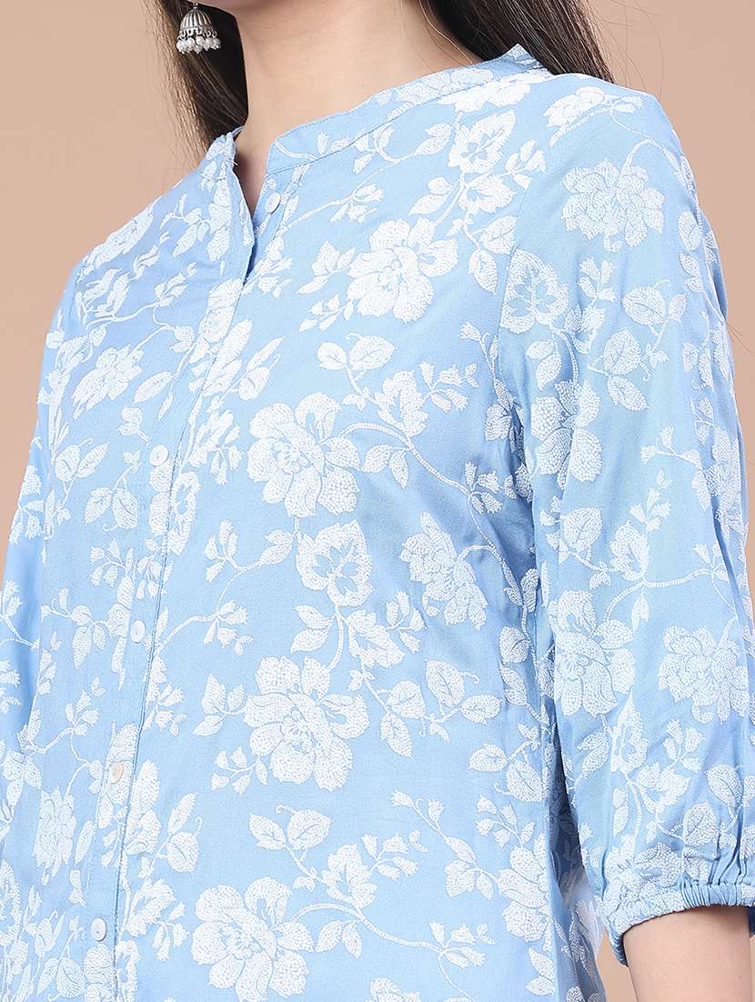 women floral three quarter sleeve a-line kurta  - 22179747 -  Standard Image - 5