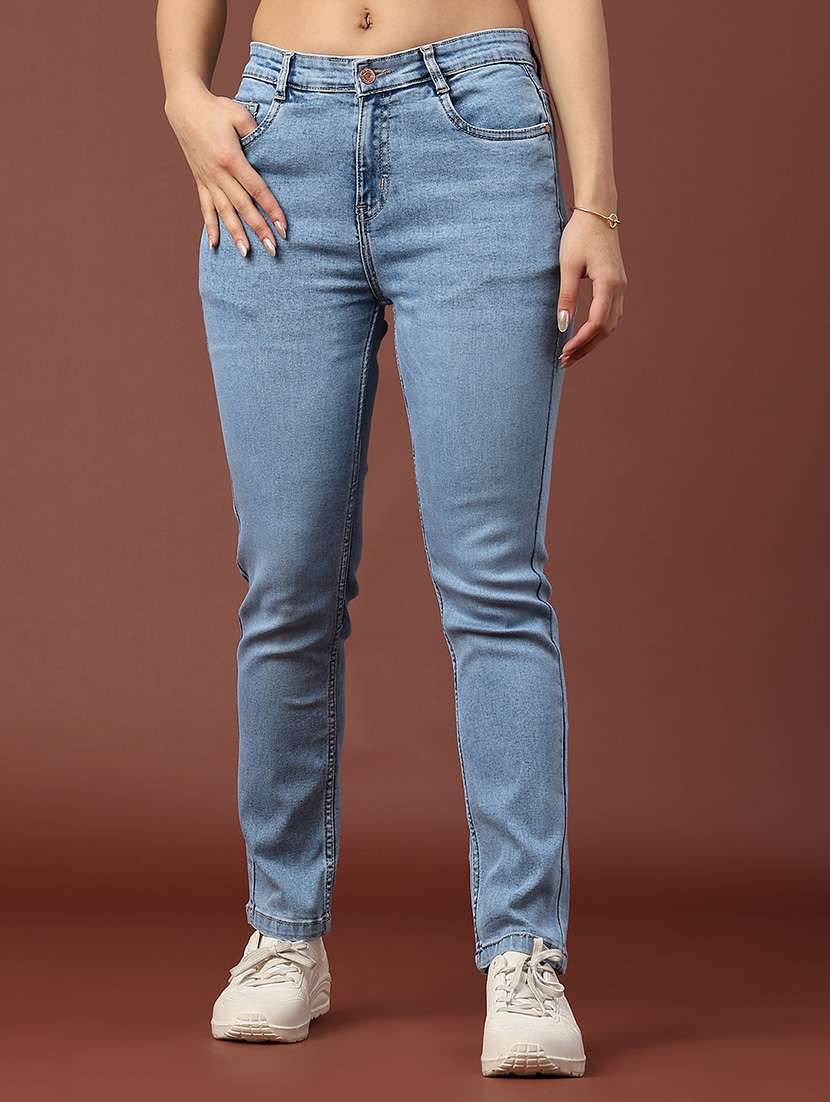 women solid mid rise slim fit jeans
