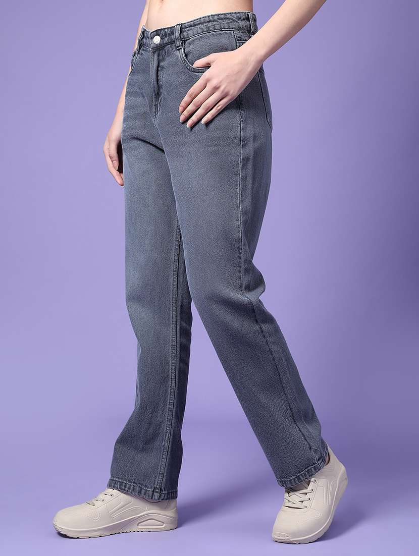 women solid mid rise staright jean - 22179771 -  Standard Image - 3