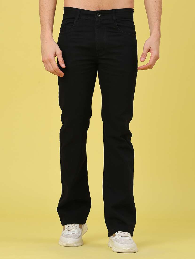 men solid mid rise bootcut jeans 