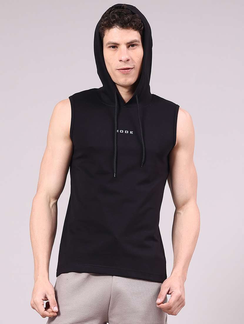 men typographic sleeveless slim fit t-shirt