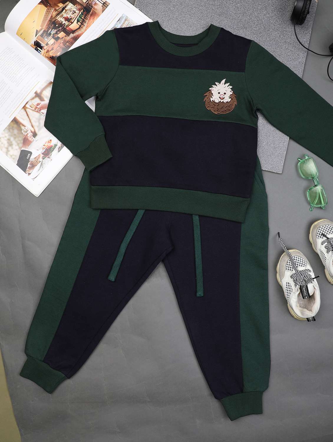 boys color blocked long sleeve full lenght set