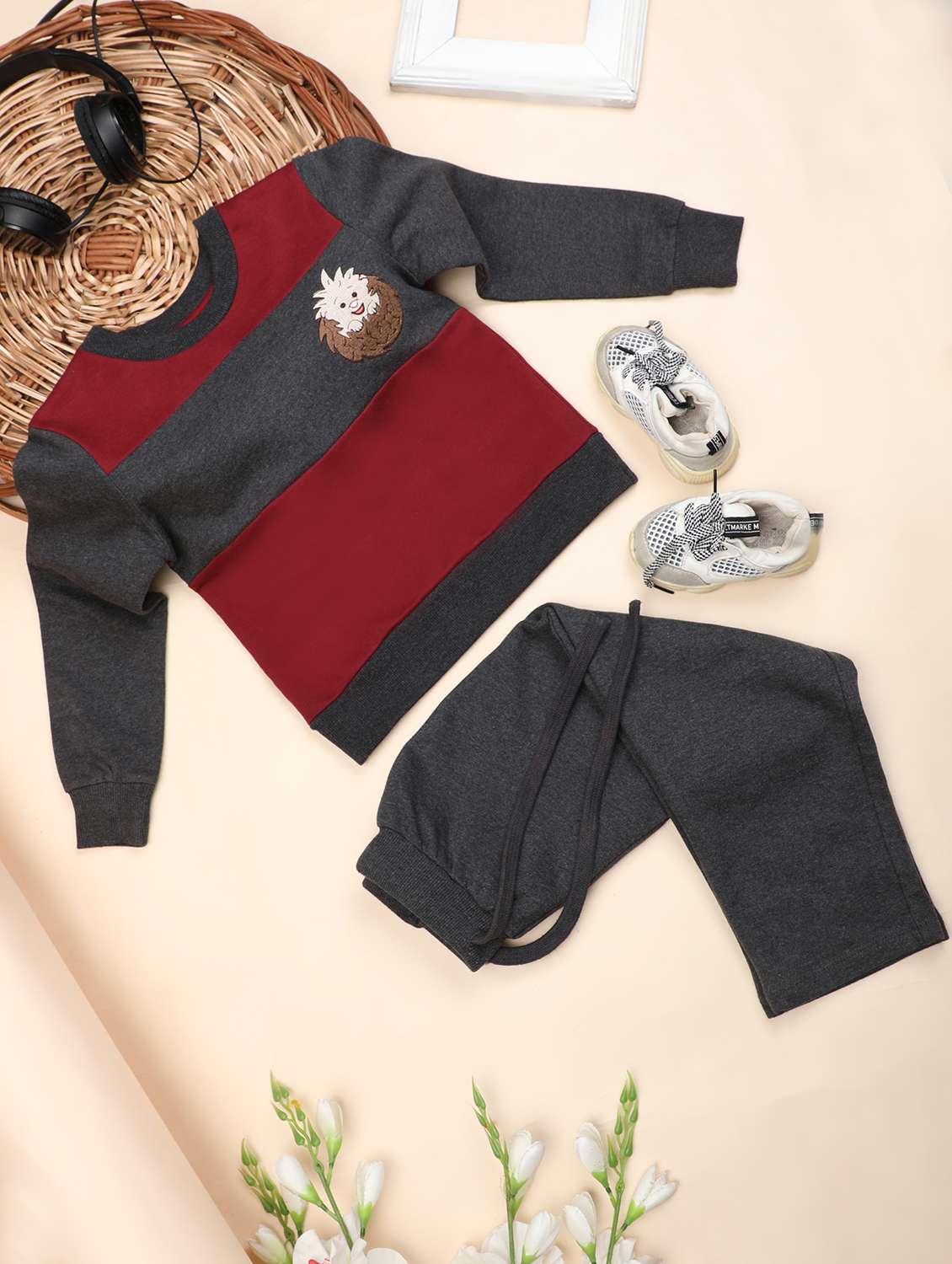boys color blocked long sleeve full lenght set