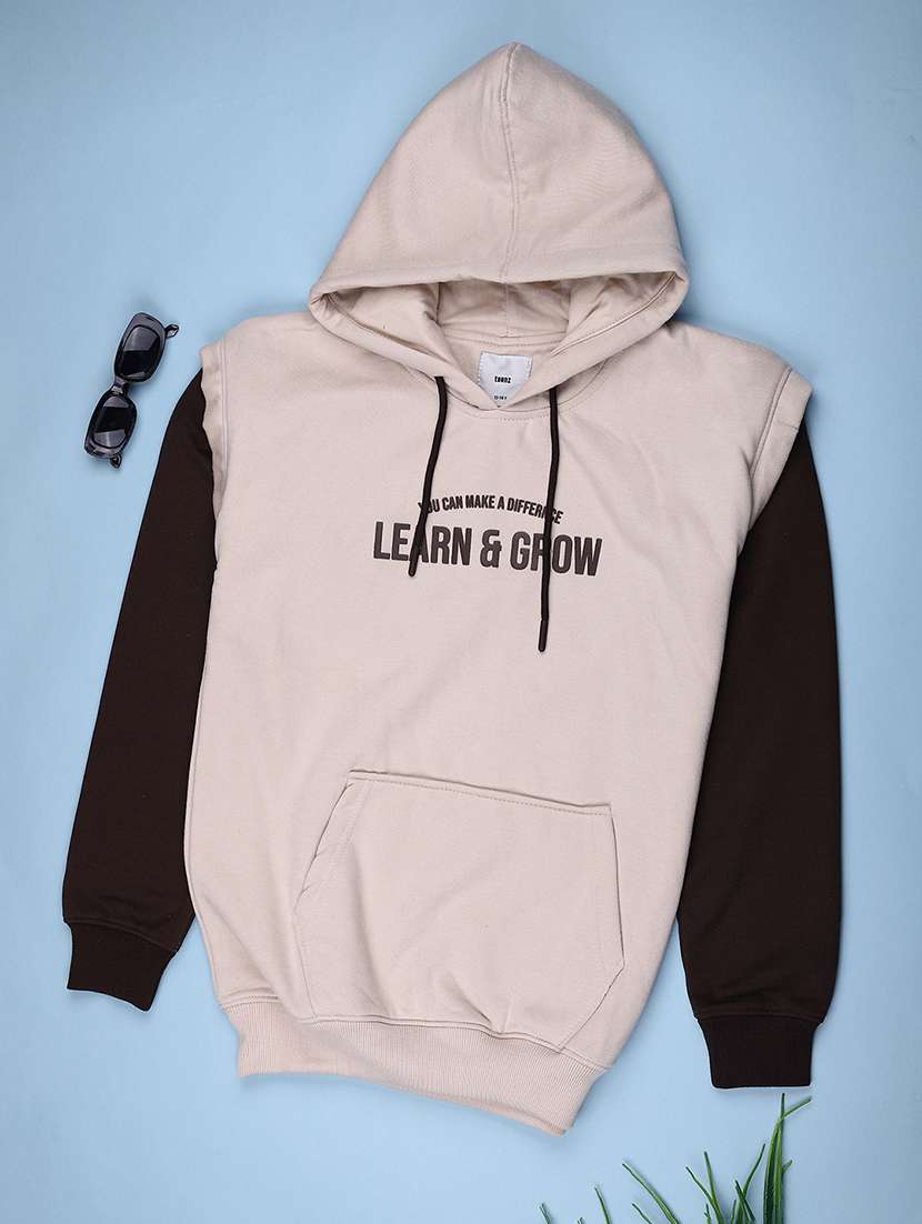 boys color blocked long sleeve hooded sweatshirt