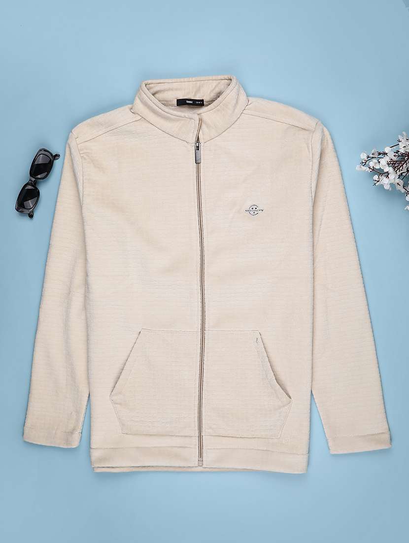 boys solid stand collar long sleeve sweatshirt